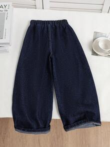 Genkimix Kids 小男孩松紧腰口袋宽松阔腿休闲牛仔裤 - 藍色 - 查看 2