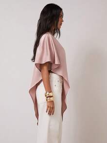 COSMINA Áo cánh bất đối xứng màu trơn thanh lịch dành cho nữ - Bụi hồng - Xem 6