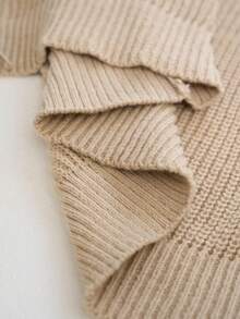 RONVEXI Men Solid Zip Up Drop Shoulder Cardigan Chunky Plain Khaki Urban Fashion Plain Drop Shoulder Cardigan, For Husband, Boyfriend Gifts, Fall/Winter - Apricot - View 7