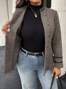 Calvaya 女式简约日常长袖夹克 - 棕色 - 查看 7