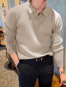 DAZY 男士灰色半拉链毛衣，秋冬 - 灰色 - 查看 3