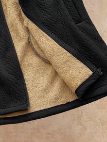 Manfinity NXTstreet Men's Thermal Lined Zip-Up Hooded Lined Long Sleeve Overcoat, Autumn/Winter - Black - View 7