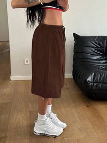 StreetHx 女士休闲纯色抽绳腰工装短裤，春季