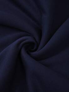 Manfinity Dauomo 男士极简印花连帽卫衣，长袖上衣 - 藏蓝色 - 查看 3