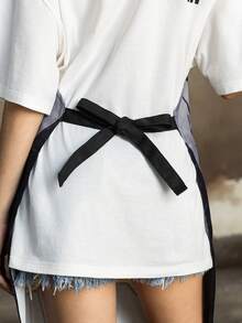 BATMAN X SHEIN 1件装 Cos 围裙，经典黑色图案，防水防油材质，舒适柔软，厨房烘焙必备，男女皆宜 - 黑色 - 查看 8