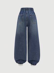 SHEIN Explorewe Tween Girl Wide Leg Jeans, Loose Casual Denim Pants - Blue - View 2