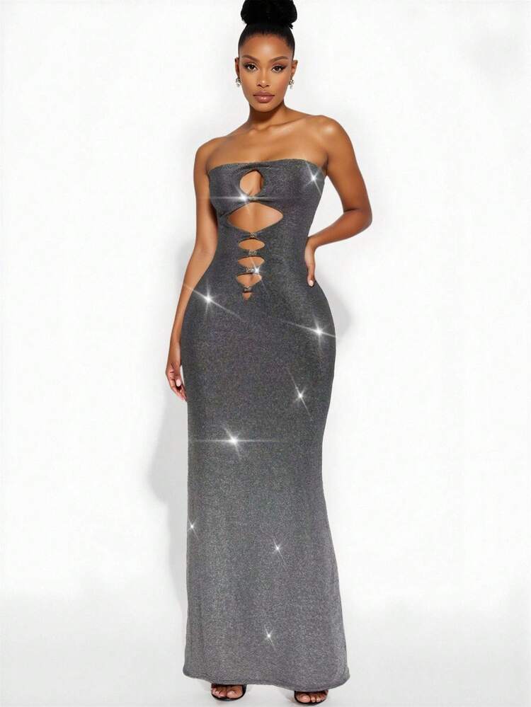 Sirith Women's Fashionable Sexy Glitter Hollow-Out Dress | SHEIN