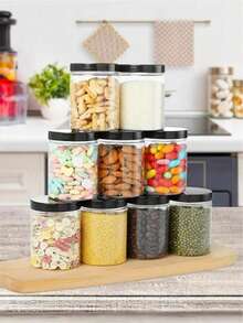 1个250毫升圆形密封食品储物罐，带塑料盖，适用于存放茶叶、咖啡、面粉、糖、糖果、香料等。 - 無色 - 查看 1