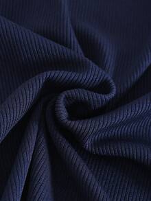 Young Girl' Navy Blue Ribbed Cherry Print Long Sleeve Top & Ribbed Pants Pajama Set - Navy Blue - View 4