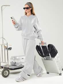 GLOWMODE Áo nỉ dày dặn, ấm áp, chất liệu lông cừu cao cấp, kiểu dáng rộng rãi, khóa kéo nửa thân, thích hợp cho mùa thu đông, hoạt động ngoài trời, mặc hàng ngày. - Xám - Xem 7