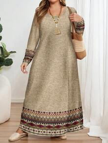 EMERY ROSE Đầm Maxi cổ tròn tay dài họa tiết hoa cỡ lớn, thích hợp cho tiệc thu/đông - Nhiều màu - Xem 4