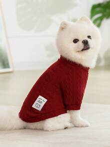PETSIN 1 pieza Suéter de punto rojo para mascotas para otoño e invierno, ropa para mascotas seca y cálida - Rojo - Ver 3