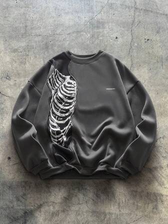 AXEPEAK Men's Knit Casual Long Sleeve Sweatshirt, Patchwork Design, Loose Fit, Versatile For Daily Wear