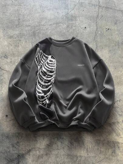 AXEPEAK 男士针织休闲长袖运动衫，拼布设计，宽松版型，百搭日常穿着