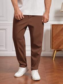 EASEVO Quần ống côn bỏ túi màu trơn cỡ lớn dành cho nam, đa năng - Cà phê nâu - Xem 3