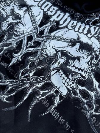 Street Life sweat-shirt à capuche à manches longues avec imprimé slogan crâne casual pour hommes, automne/hiver