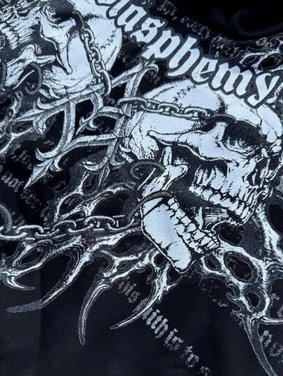 Street Life Men's Casual Skull Slogan Print Long Sleeve Hoodie Sweatshirt, Autumn/Winter