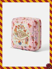 HARRY POTTER X SHEIN 1pc Corduroy Letter Graphic Toiletry Bag And Travel Makeup Storage Bag, Capable Of Accommodating Travel Essentials And Cosmetics - Multicolor - View 2