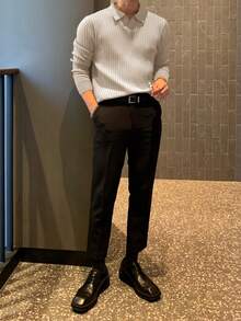 DAZY 男士灰色半拉链毛衣，秋冬 - 灰色 - 查看 2