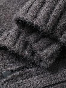 Livesso Damen einfarbiger Lässig Office Wear Stehkragen Mode Strickjacke, Herbst/Winter - Grau - Übersicht 8