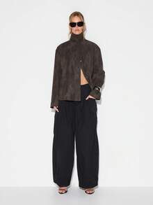 KIZN Sudette Field Jacket 超大号军用实用外套，配有前拉链开合和多个口袋 - 摩卡棕 - 查看 3