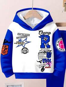 Bộ đồ thể thao Champion Streetwear dành cho bé trai - Áo hoodie họa tiết màu đỏ và quần jogger, Trang phục thể thao 2025, Phong cách đô thị trẻ trung, Bộ 2 món áo hoodie dài tay thoải mái, đơn giản, tối giản, rộng rãi, phù hợp cho mùa thu/đông - Nhiều màu - Xem 5