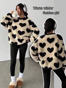 SHEIN 少女休闲针织毛绒卫衣和修身裤套装 - 彩色 - 查看 6