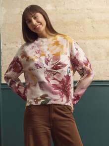 lacRébo Pull à motif floral tout-sur-tout, style français décontracté, style parisien - Multicolore - Voir 6