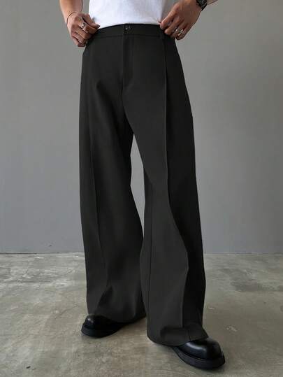 HUEFORM Pantalones anchos de unicolor versátiles y casuales para hombres, otoño
