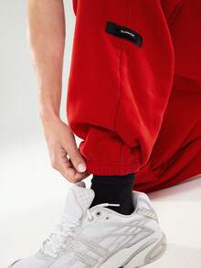 GLOWMODE Heavyweight Fleece Oversized Fit Adjustable Drawstring Waist Basic Joggers With Side Pockets Daily Casual Thermal Warm Winter - Fiery Red - View 5