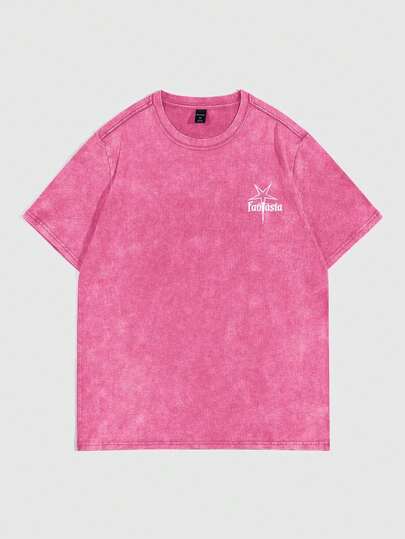 Street Life Camiseta casual de manga corta con cuello redondo y estampado de lema y pentagrama para hombres