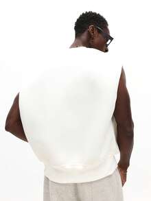 SUMWON 无袖圆领针织毛衣背心休闲分层必备冬季衣橱必备单品 - 米色 - 查看 2