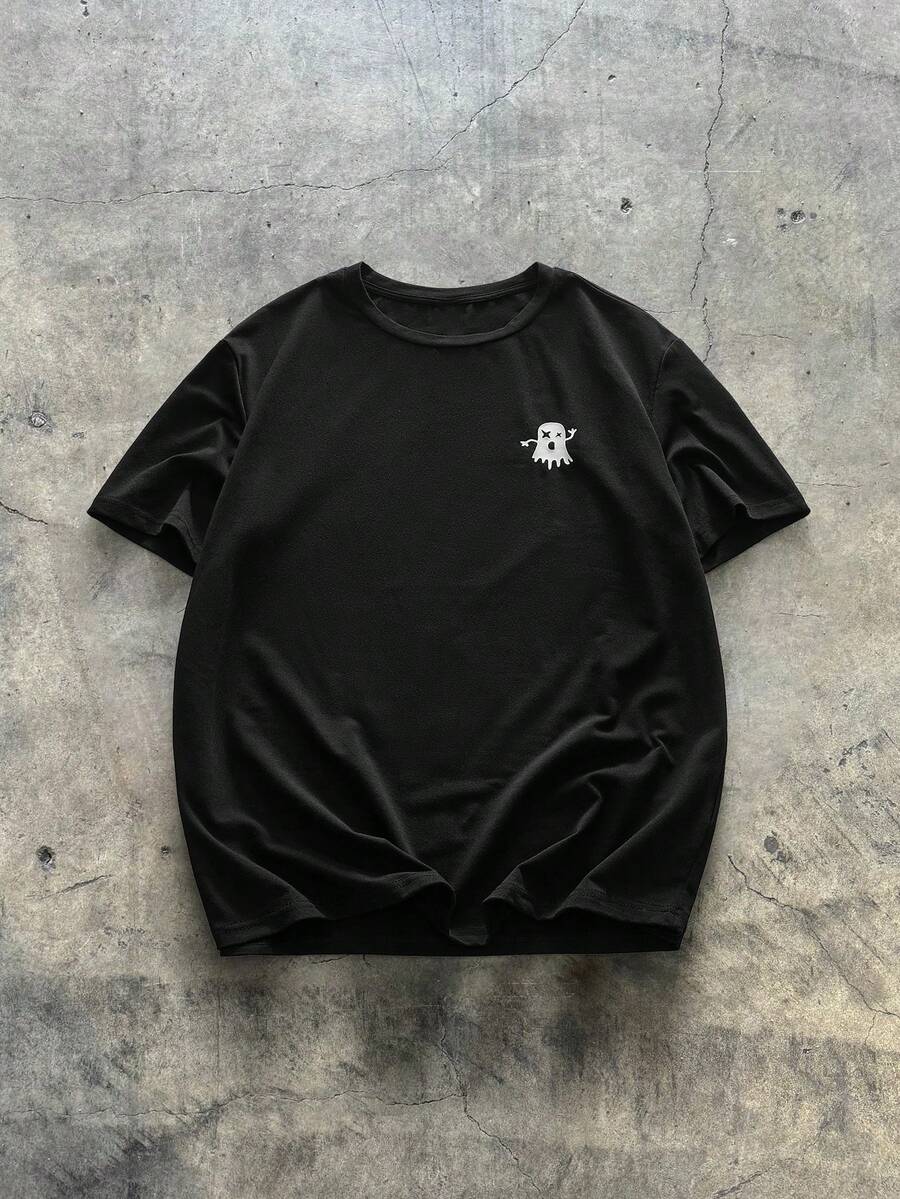 AXEPEAK Men T-Shirts Fit Crew Neck Drop Shoulder Short Sleeve Graffiti Tee Cool Stuff Casual Summer Cotton - Black - View 1