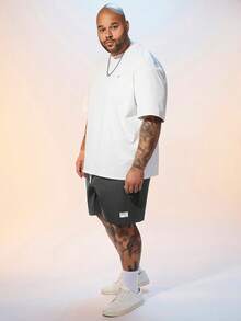 EASEVO Quần short ống đứng thường ngày họa tiết chữ cái cỡ lớn có dây rút, túi eo cho nam - Xám - Xem 3