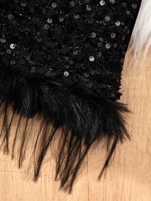 Sparklyn 青少年女孩黑色亮片上衣和裙子套装 - 黑色 - 查看 3