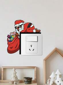Zazumi Pegatina de interruptor de Navidad Decoración de pared de Papá Noel para cubierta de toma de corriente Decoración festiva del hogar - Multicolor - Ver 4