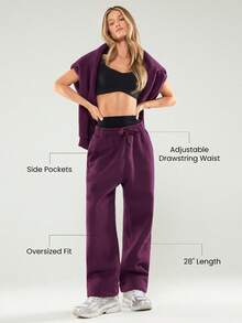 GLOWMODE Quần jogger cơ bản dáng rộng, chất liệu nỉ dày dặn, có dây rút điều chỉnh eo, túi hai bên, thích hợp mặc hàng ngày, giữ ấm mùa đông. - Cola anh đào - Xem 2