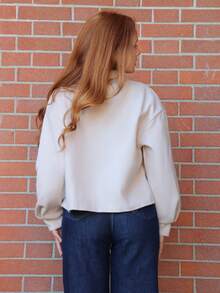 SILVIA DI SANTO Flap Pocket Drop Shoulder Button Front Overcoat - Apricot - View 2
