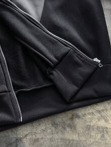 AXEPEAK 男士针织休闲日常宽松长袖连帽运动衫，学校 - 黑色 - 查看 6