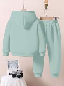 2 件套年轻男童休闲宽松星星印花连帽卫衣，秋冬 - 彩色 - 查看 3