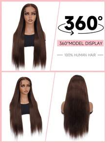 ALL READY WIG 棕色 Wear And Go 无胶假发 人发预剪 26 英寸 5x6 巧克力棕色直发无胶假发 人发预拔漂白结 #4 深棕色蕾丝闭合假发 180 密度 适合女性 - S4 - 查看 3