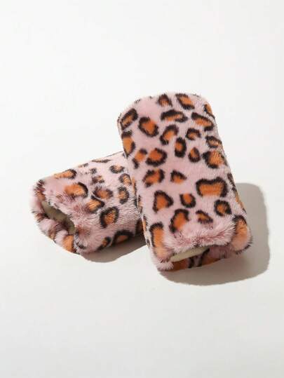 Kawaii 1 Pair Leopard Print Fingerless Gloves, Warm