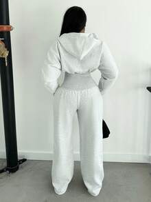 Alexandranx 连帽拉链连体裤 收腰 休闲 休闲装 胶囊衣橱 基本款 日常装 商务 办公室工作 返校装 秋冬装 秋季 机场装 灰色 圣诞节 拉链 - 淺灰色 - 查看 2