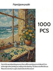 1000/500/300 片成人拼图，海滨花卉风景，改善情绪和记忆力，增强思维和灵活性，适合游戏之夜，具有挑战性的拼图 - 彩色 - 查看 7