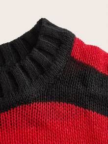 SHEIN EZwear Striped Vintage Style Bell Sleeve Sweater In Fall/Winter - Multicolor - View 3