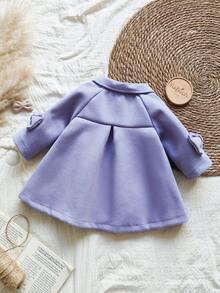 SHEIN 女婴外套，单排扣外套，女婴冬季纯色外套，女婴休闲外套，公主风夹克 - 紫色 - 查看 2