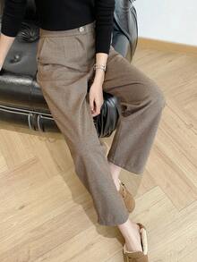 SHEIN PETITE 女士时尚修身长西装裤，秋冬