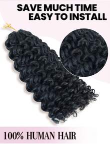 1 PC Deep Wave Narural Black Crochet Human Hair Extensions Knotless Pre-Seperated Feather Human Hair Black 18-24 Inch 100G - SNatural - View 6