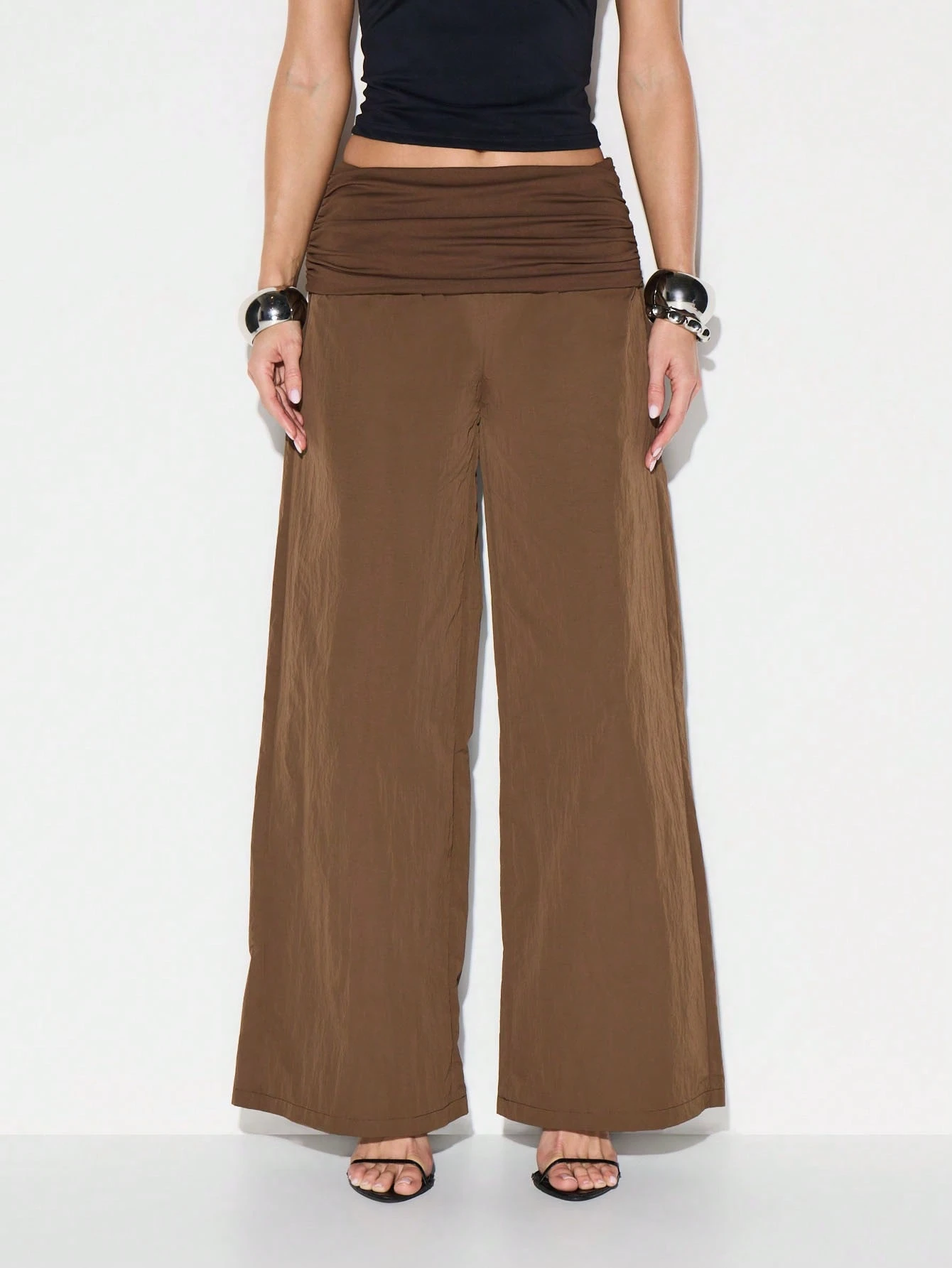 KIZN Palazzo-Hose mit weitem Bein und Jersey-Bund