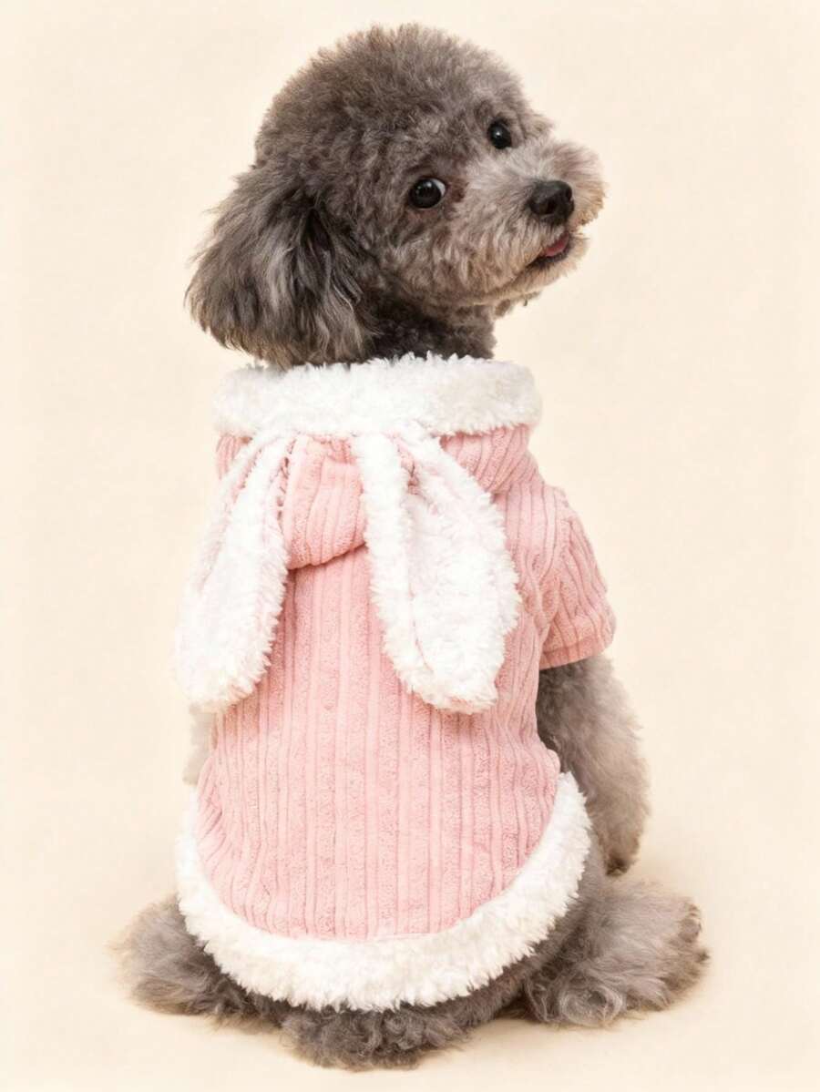PETSIN Quần áo cho mèo con; Trang phục mèo thỏ dễ thương mùa thu đông cho mèo nhỏ; Búp bê vải chống rụng lông cho mèo; Trang phục biến hình cho chó. - Hồng - Xem 1